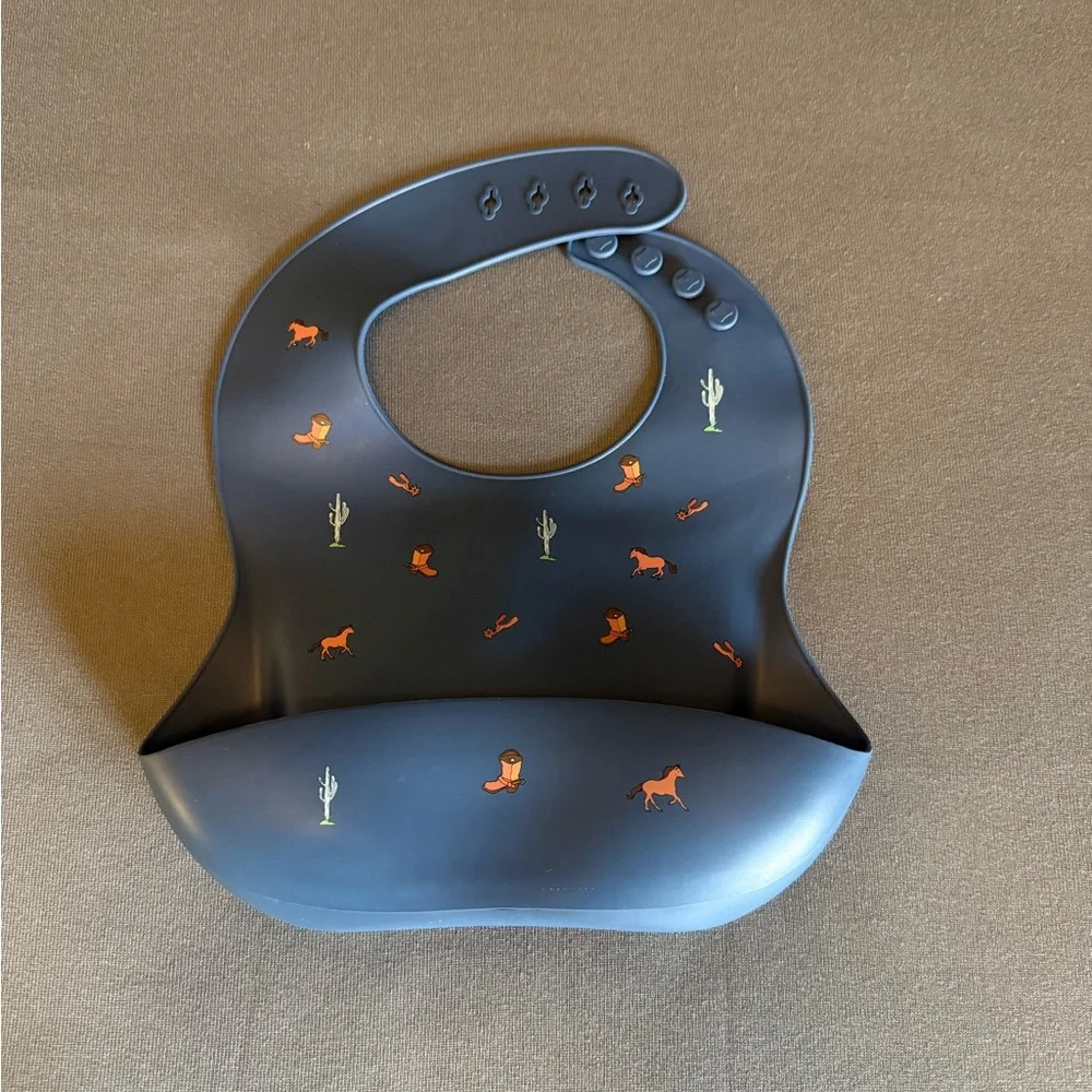 Kids Silicone Bib with Cowboy Print